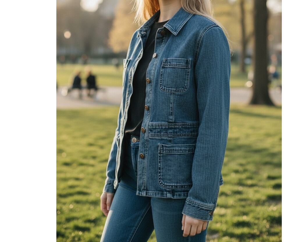 Jones Sport Woman's Blue Jean Jacket Denim Stretch Sz Small Western Boho Indie